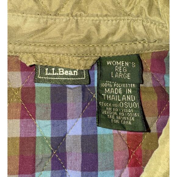 Vintage 90s L.L. Bean Women's Large Diamond Quilted Plaid Lining Barn Jacket - Picture 5 of 6